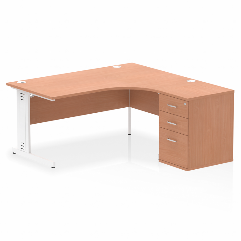 Impulse 1600mm Cable Managed Right Crescent Desk Workstation