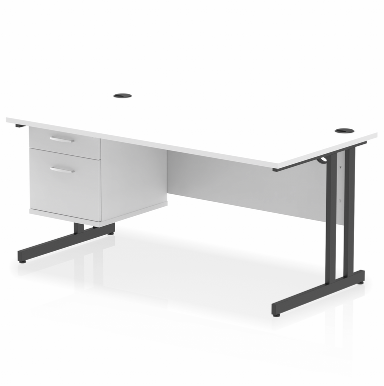 Impulse 1600mm Cantilever Straight Desk With Single Fixed Pedestal