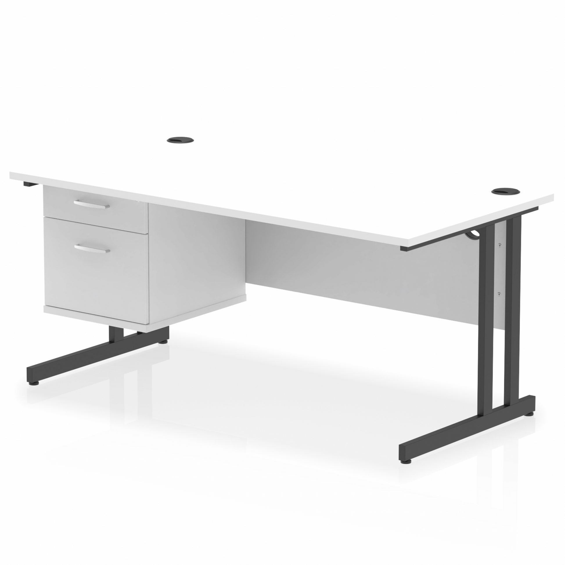 Impulse 1600mm Cantilever Straight Desk With Single Fixed Pedestal