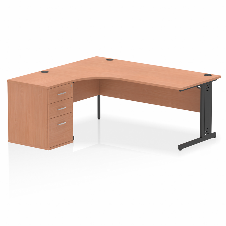 Impulse 1800mm Cable Managed Left Crescent Desk Workstation