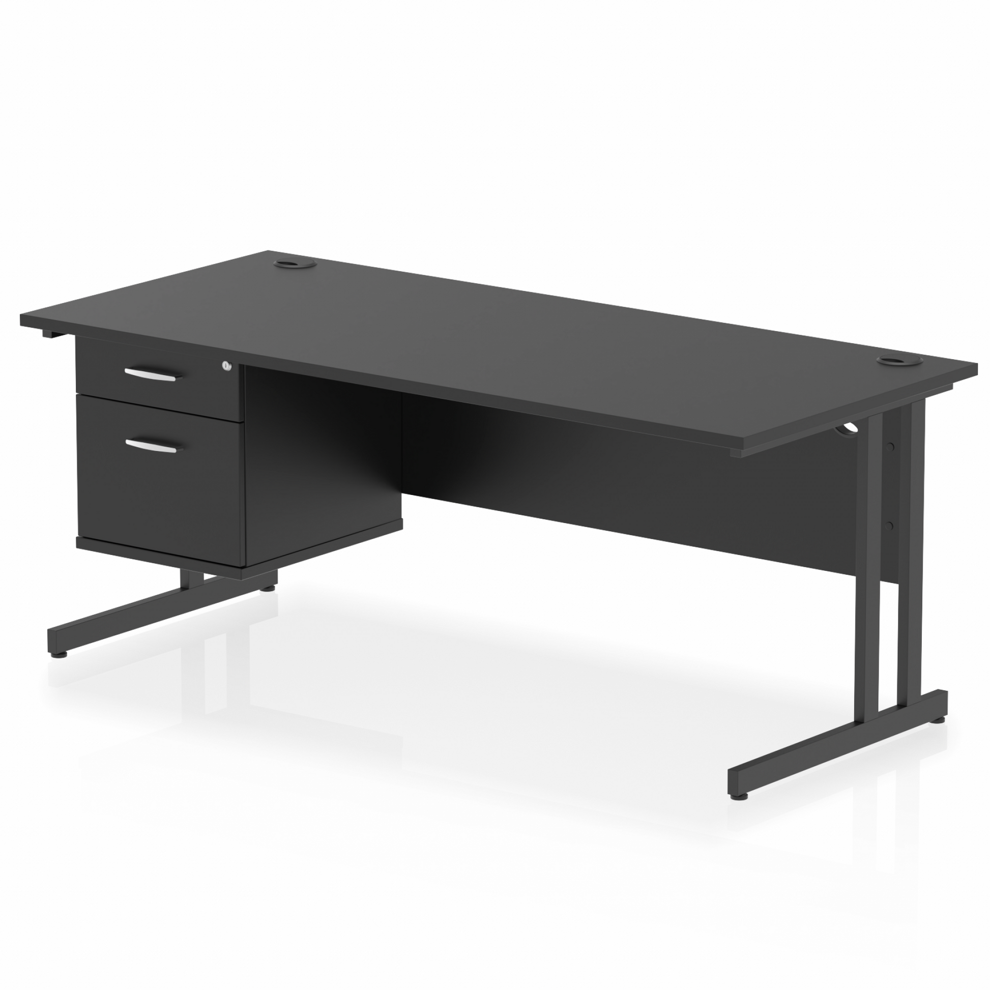 Impulse 1800mm Cantilever Straight Desk With Single Fixed Pedestal