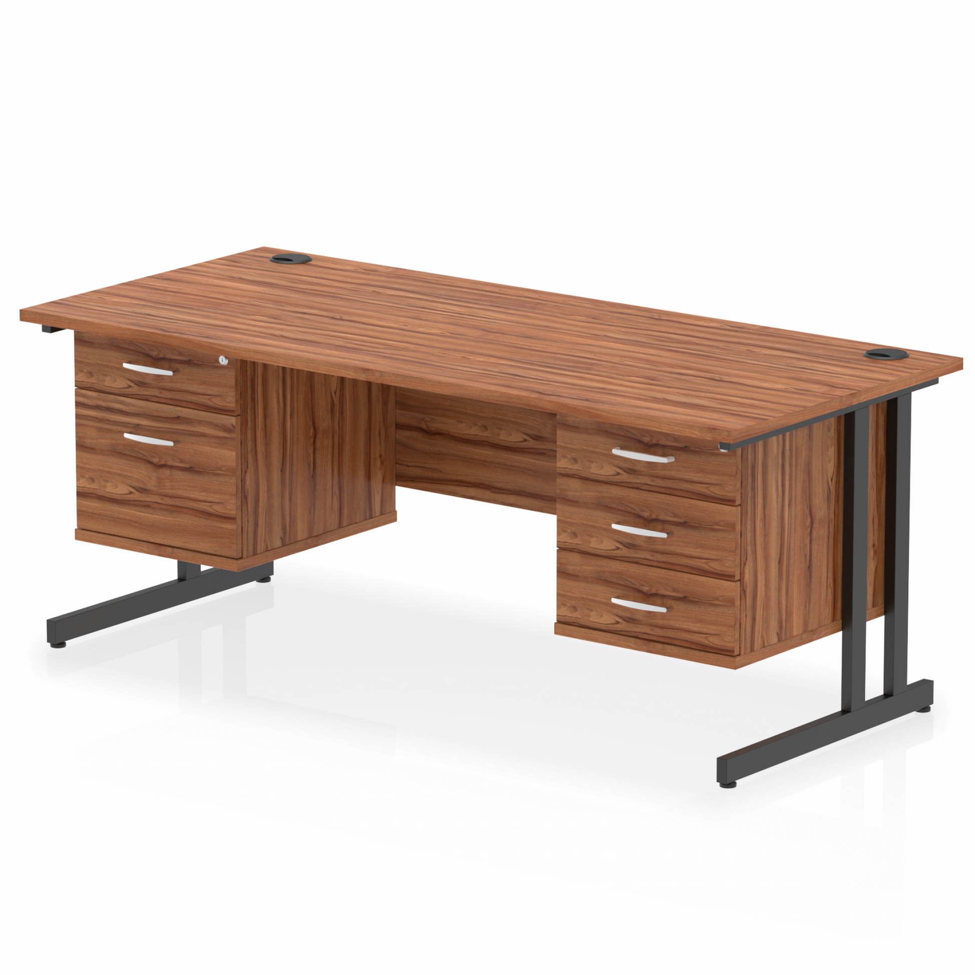 Impulse 1800mm Cantilever Straight Desk With Two Fixed Pedestal