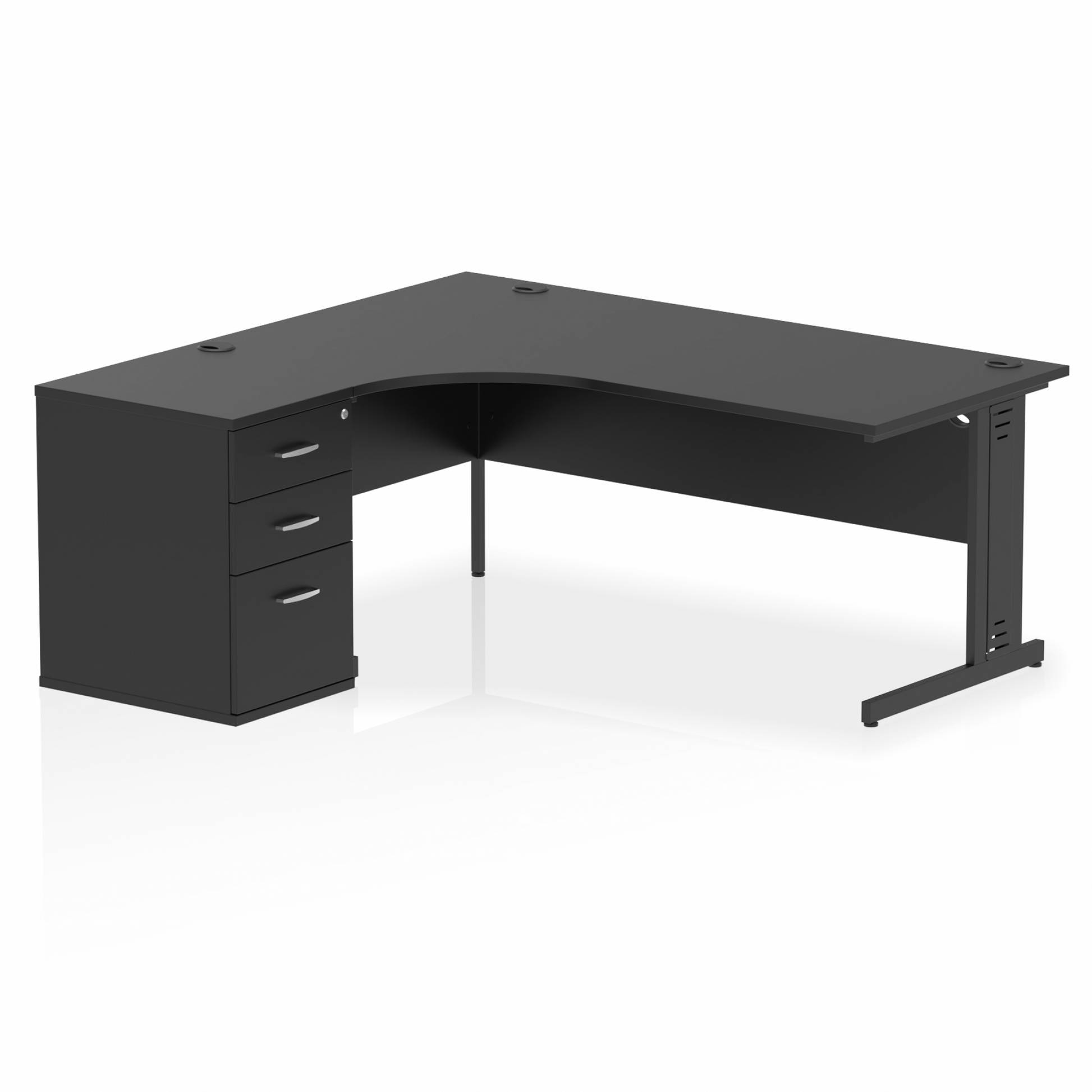 Impulse 1800mm Cable Managed Left Crescent Desk Workstation