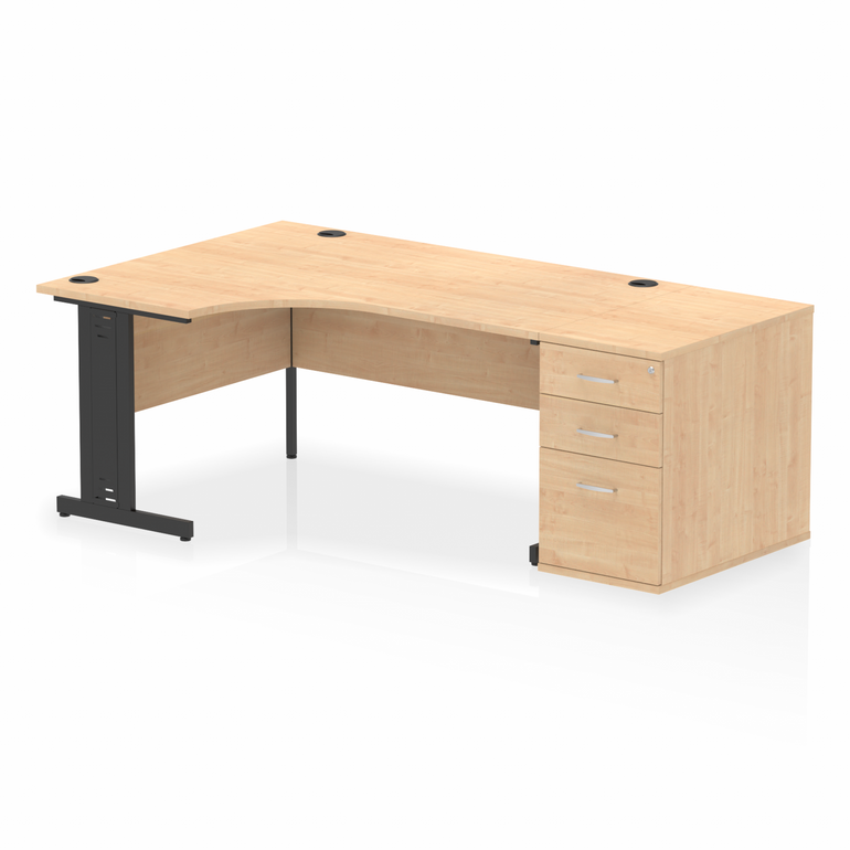 Impulse 1600mm Cable Managed Left Crescent Desk Workstation