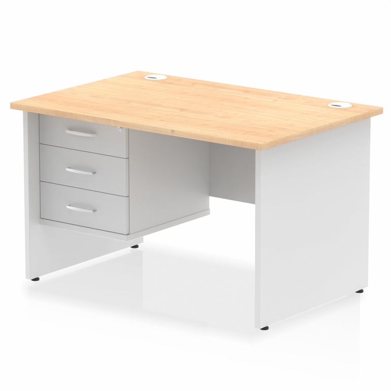 Impulse 1200mm Panel End Straight Desk With Single Fixed Pedestal