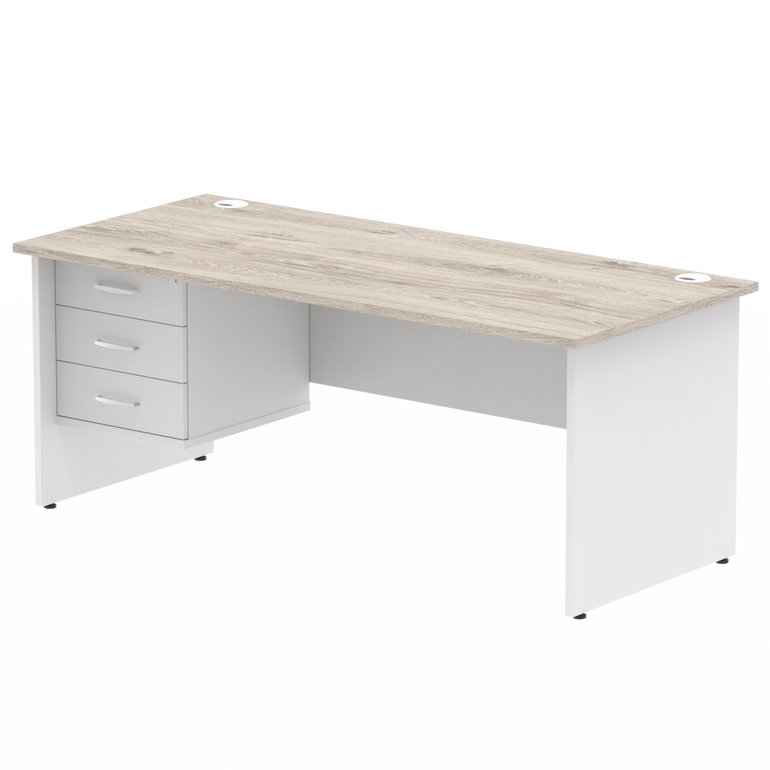 Impulse 1800mm Panel End Straigh Desk With Single Fixed Pedestal