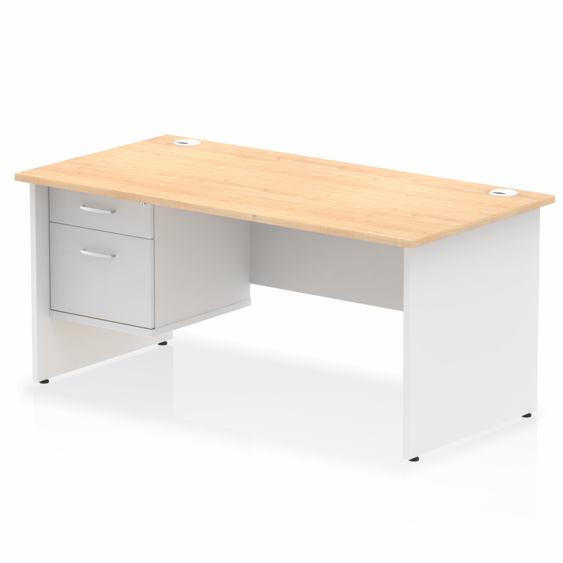 Impulse 1600mm Panel End Straight Desk With Single Fixed Pedestal