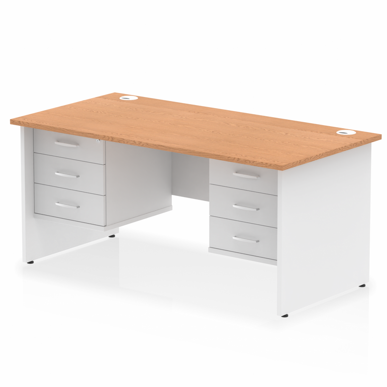 Impulse 1600mm Panel End Straight Desk With Two Fixed Pedestal