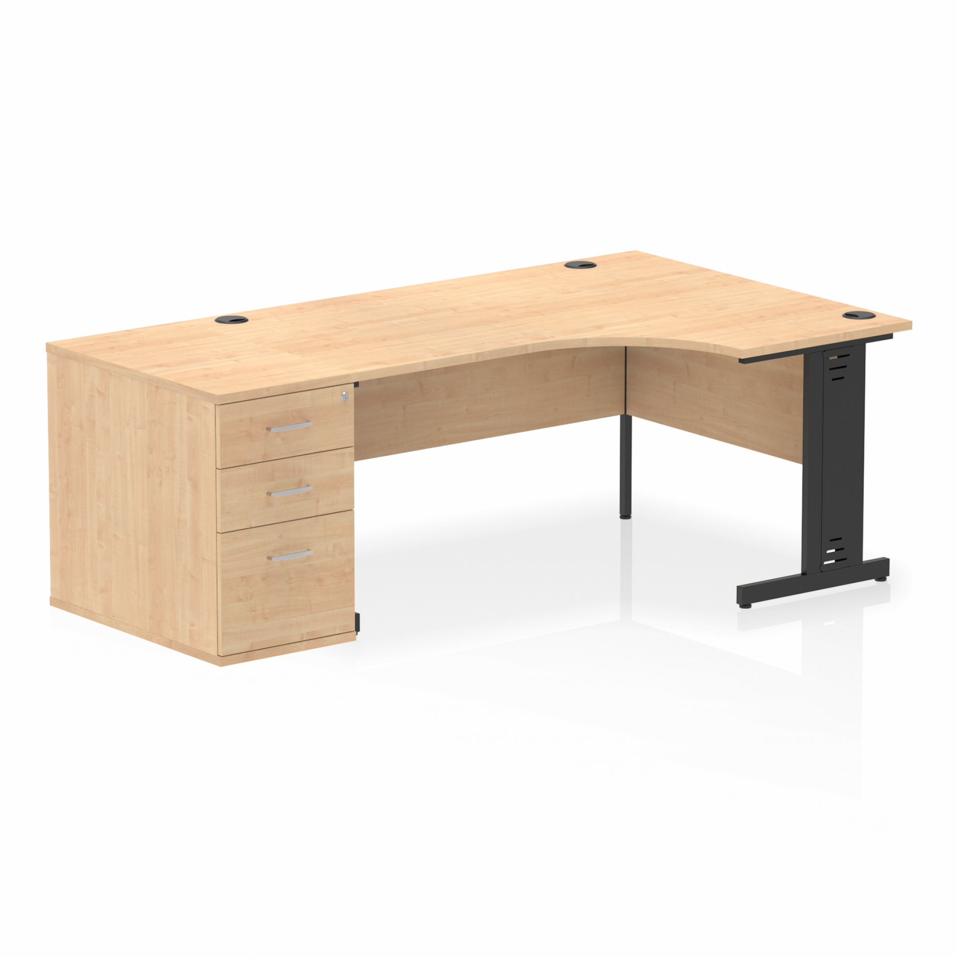 Impulse 1600mm Cable Managed Right Crescent Desk Workstation