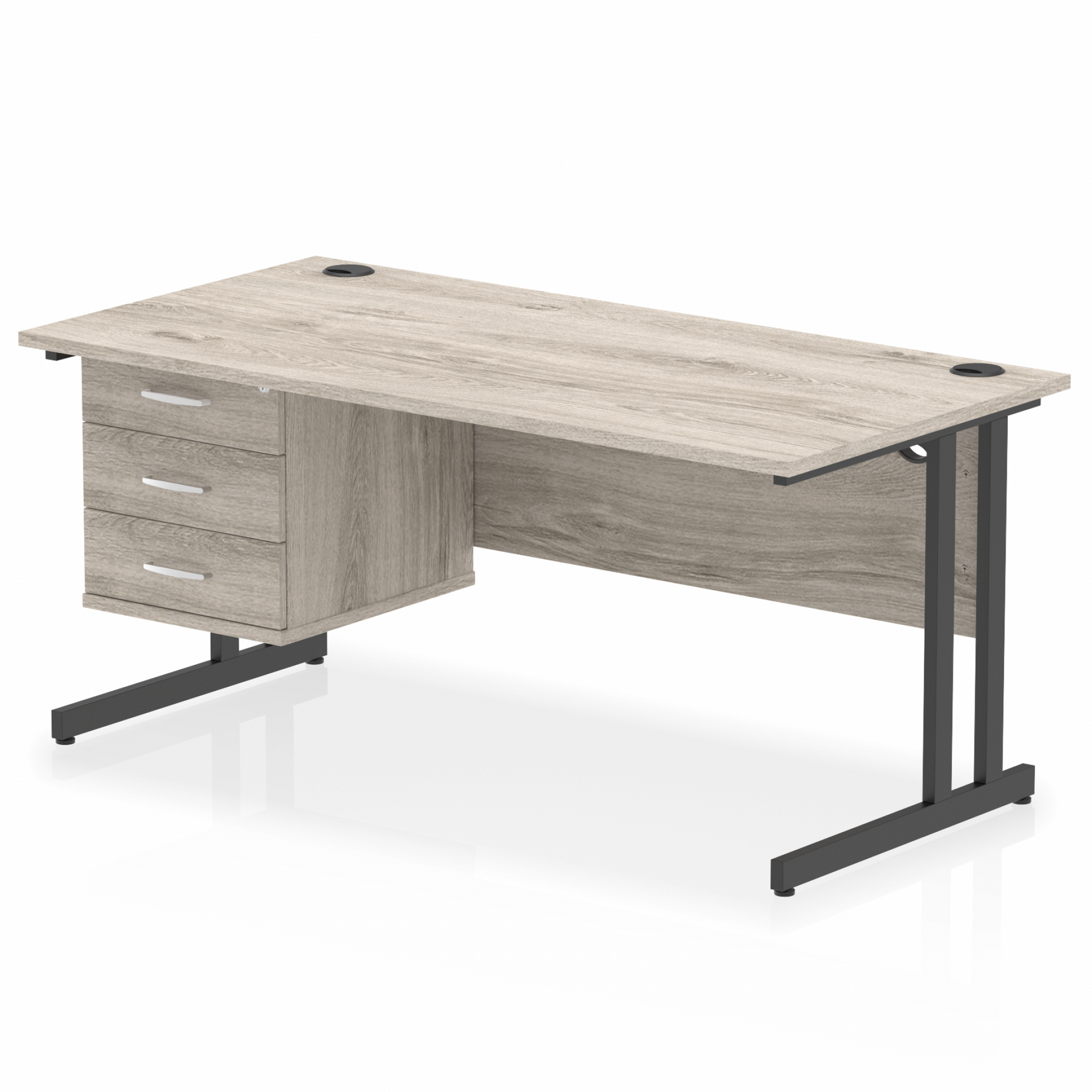 Impulse 1600mm Cantilever Straight Desk With Single Fixed Pedestal