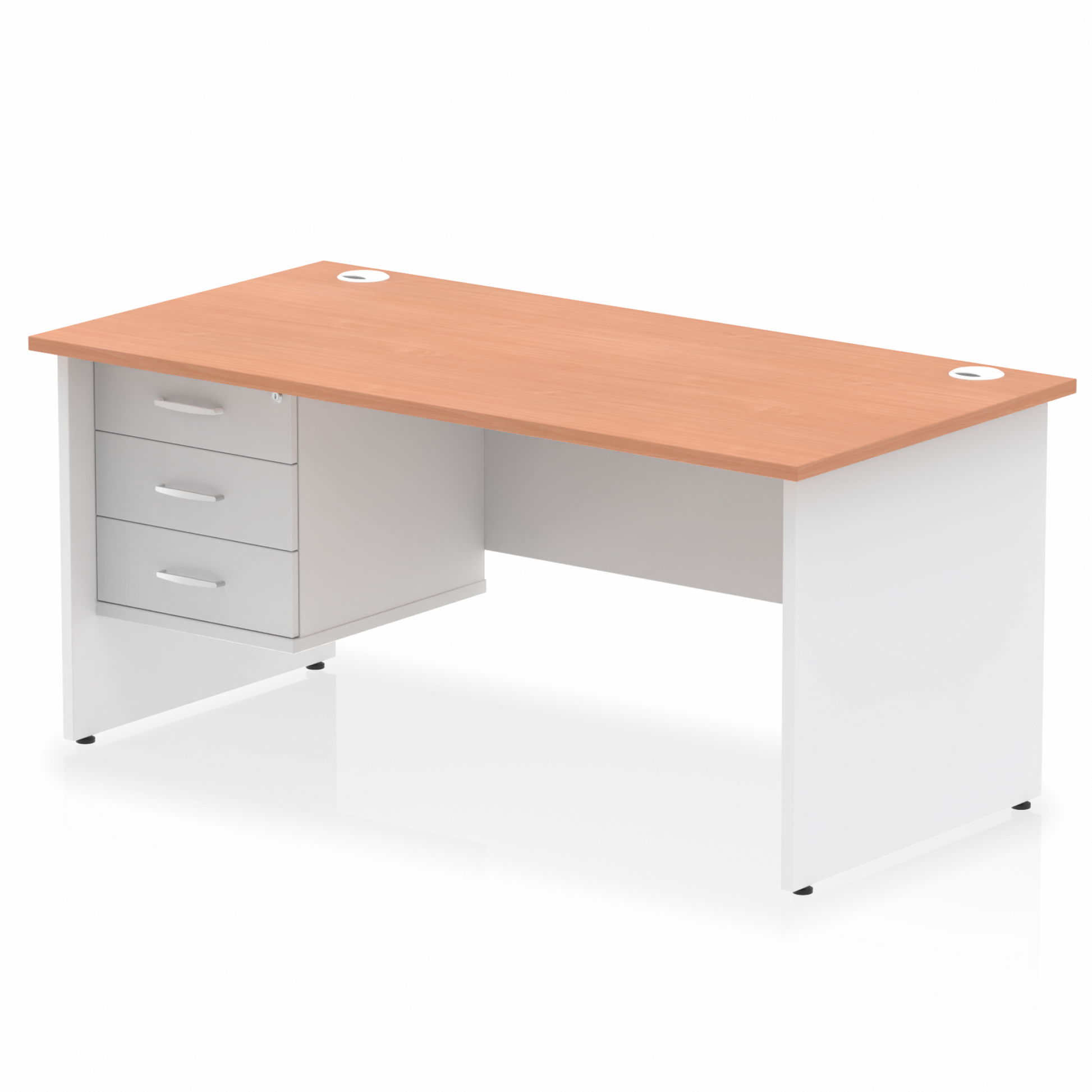 Impulse 1600mm Panel End Straight Desk With Single Fixed Pedestal