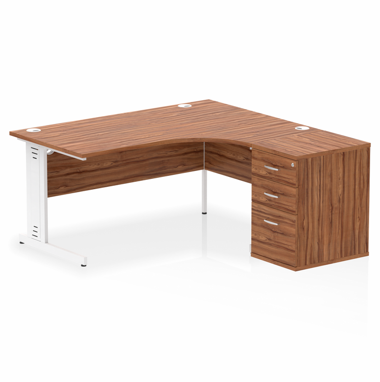 Impulse 1600mm Cable Managed Right Crescent Desk Workstation