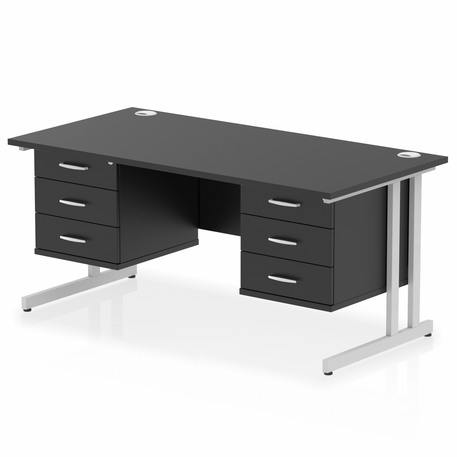 Impulse 1600mm Cantilever Straight Desk With Two Fixed Pedestal