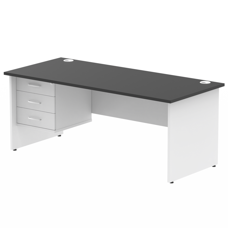 Impulse 1800mm Panel End Straigh Desk With Single Fixed Pedestal