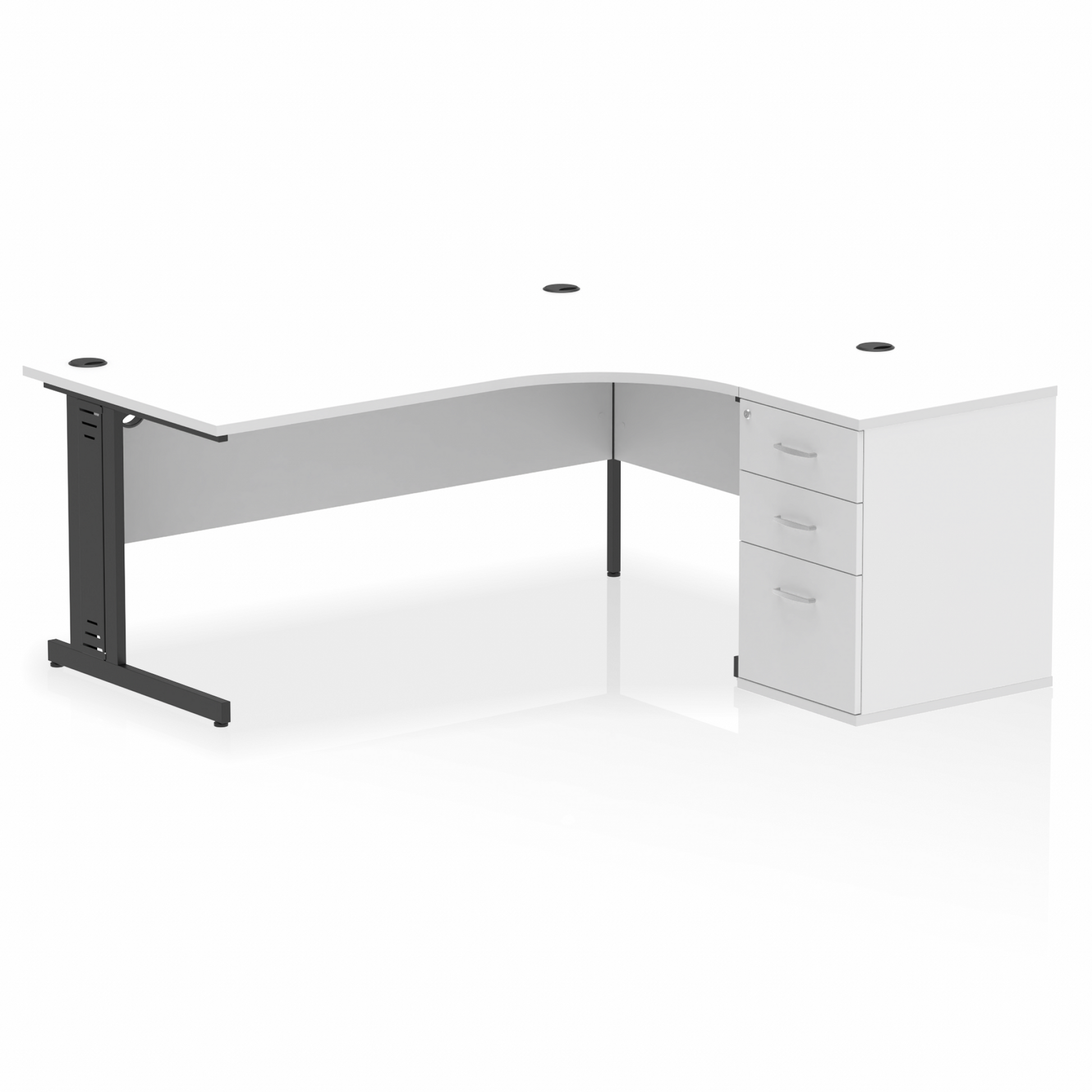 Impulse 1800mm Cable Managed Right Crescent Desk Workstation