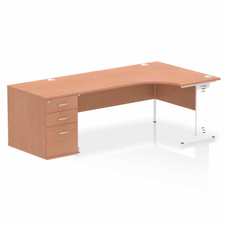 Impulse 1800mm Cable Managed Right Crescent Desk Workstation