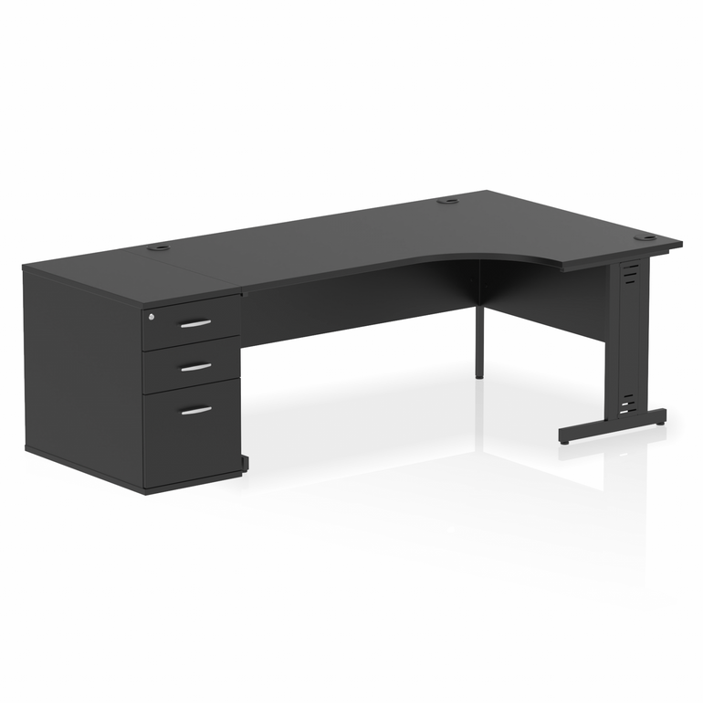 Impulse 1800mm Cable Managed Right Crescent Desk Workstation