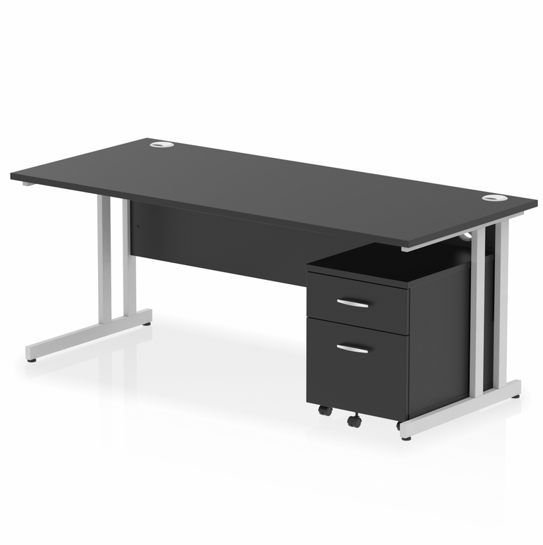 Impulse 1800mm Cantilever Straight Desk With Mobile Pedestal