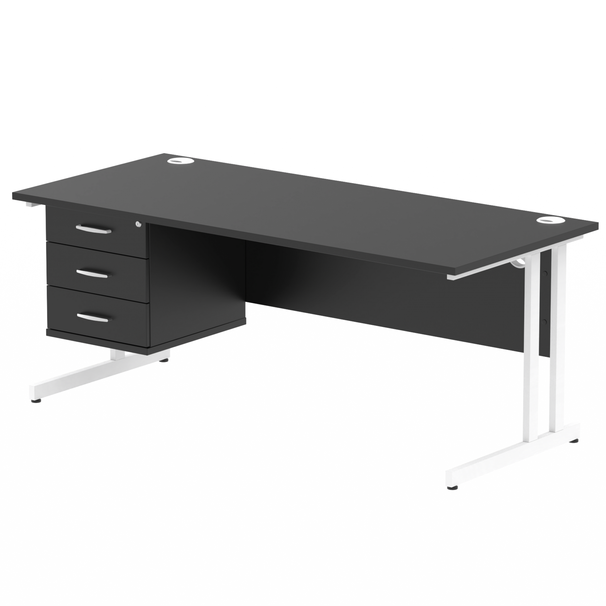 Impulse 1800mm Cantilever Straight Desk With Single Fixed Pedestal