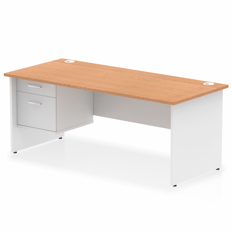 Impulse 1800mm Panel End Straigh Desk With Single Fixed Pedestal