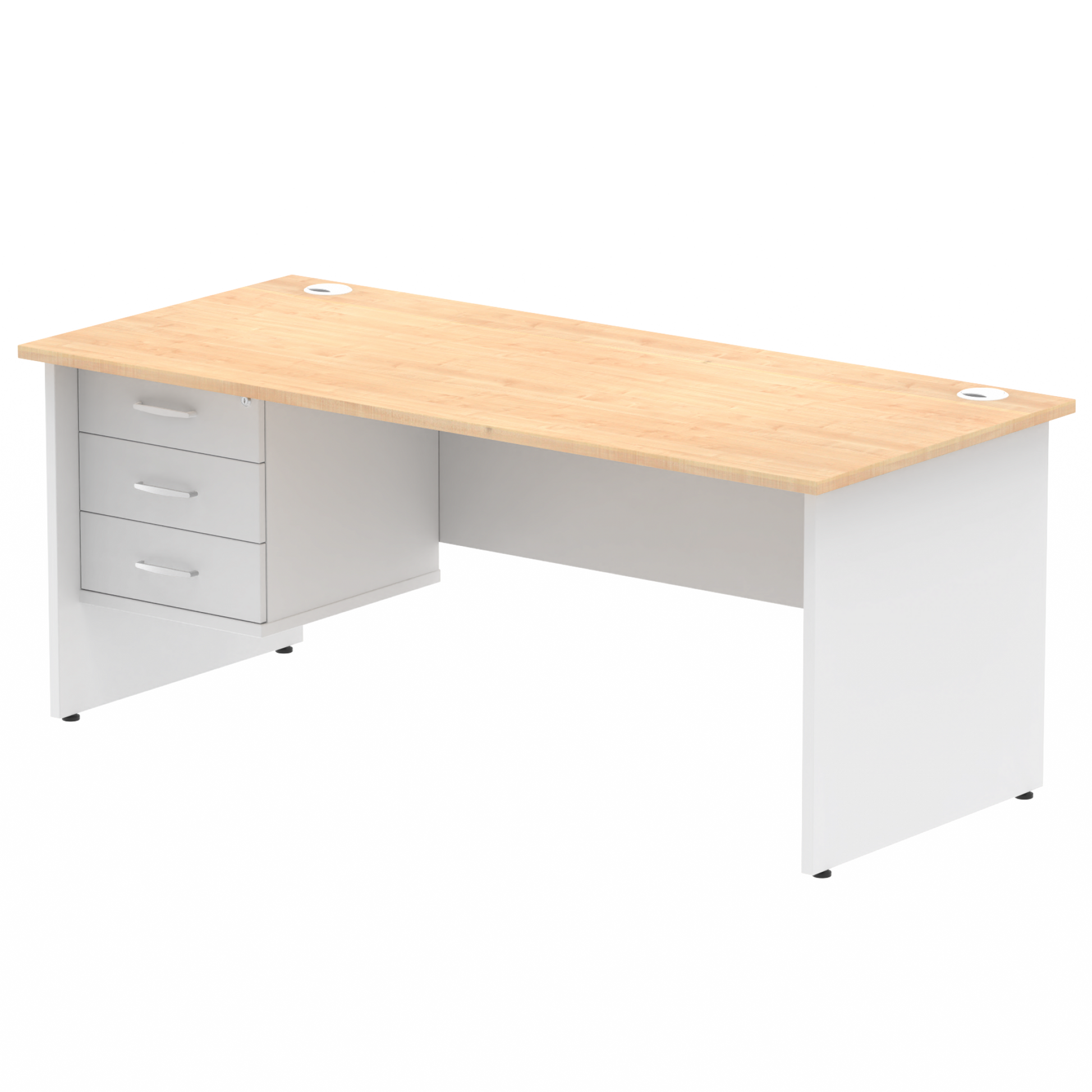 Impulse 1800mm Panel End Straigh Desk With Single Fixed Pedestal