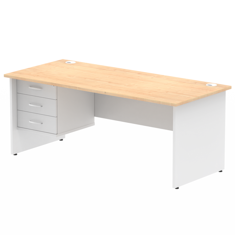 Impulse 1800mm Panel End Straigh Desk With Single Fixed Pedestal