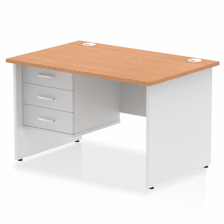 Impulse 1200mm Panel End Straight Desk With Single Fixed Pedestal