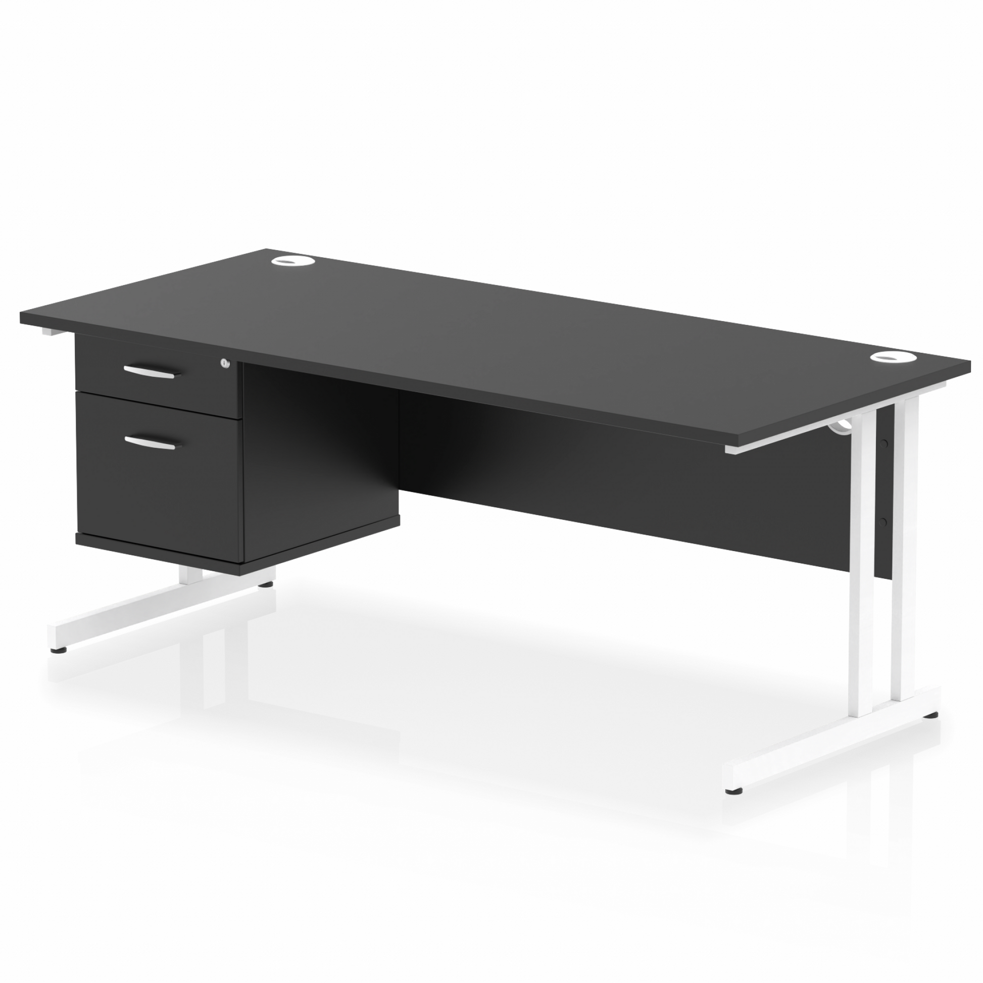 Impulse 1800mm Cantilever Straight Desk With Single Fixed Pedestal