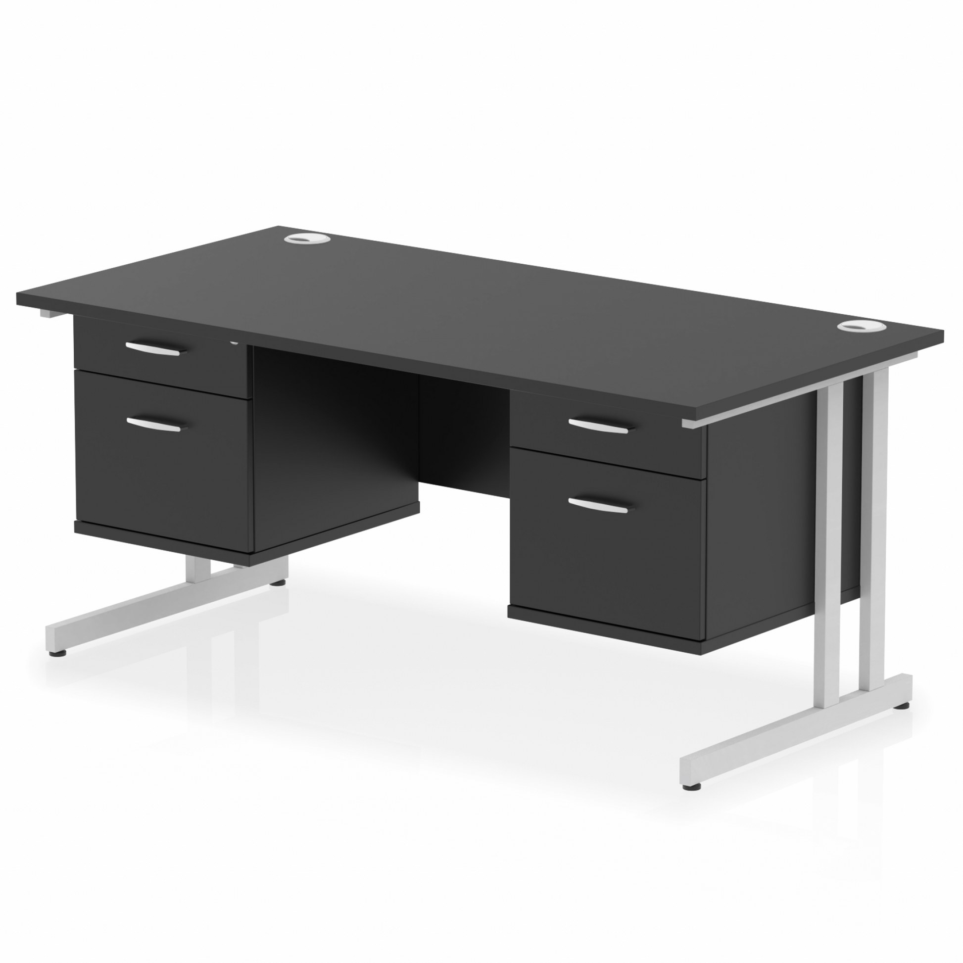 Impulse 1600mm Cantilever Straight Desk With Two Fixed Pedestal