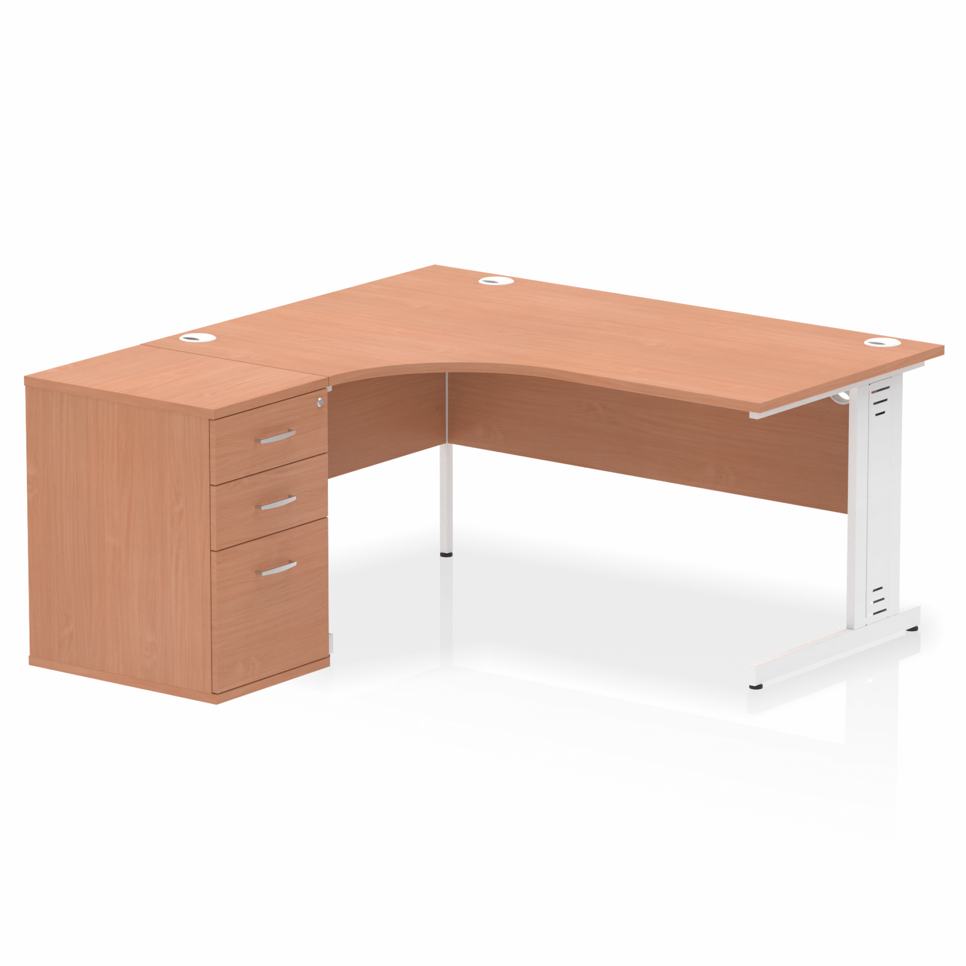 Impulse 1600mm Cable Managed Left Crescent Desk Workstation