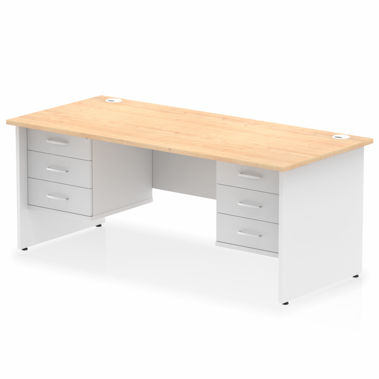 Impulse 1800mm Panel End Straight Desk With Two Fixed Pedestal