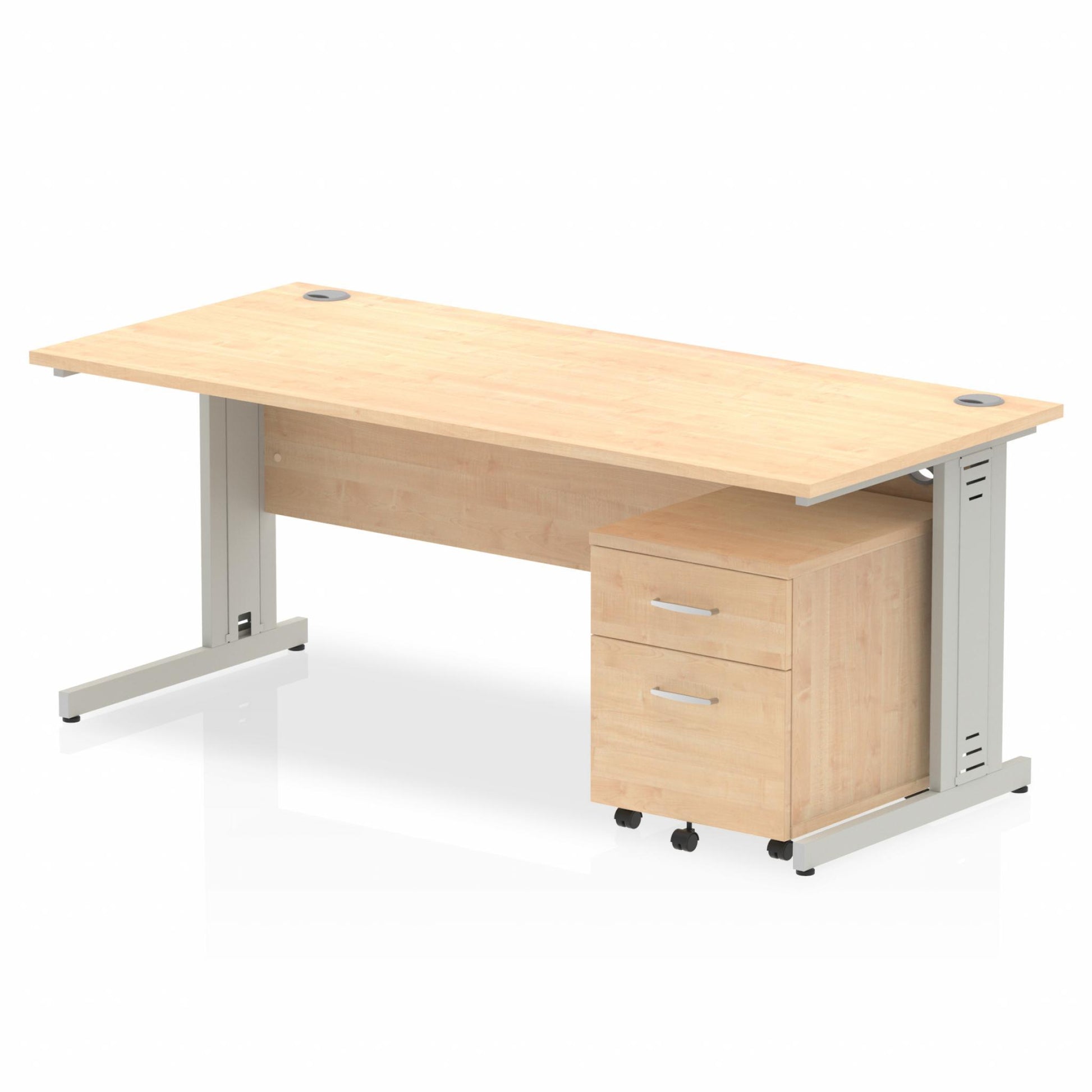 Impulse 1800mm Cable Managed Straight Desk With Mobile Pedestal