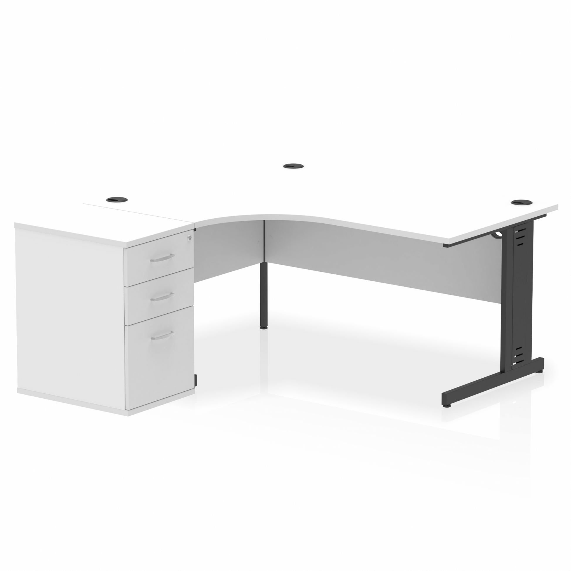 Impulse 1600mm Cable Managed Left Crescent Desk Workstation