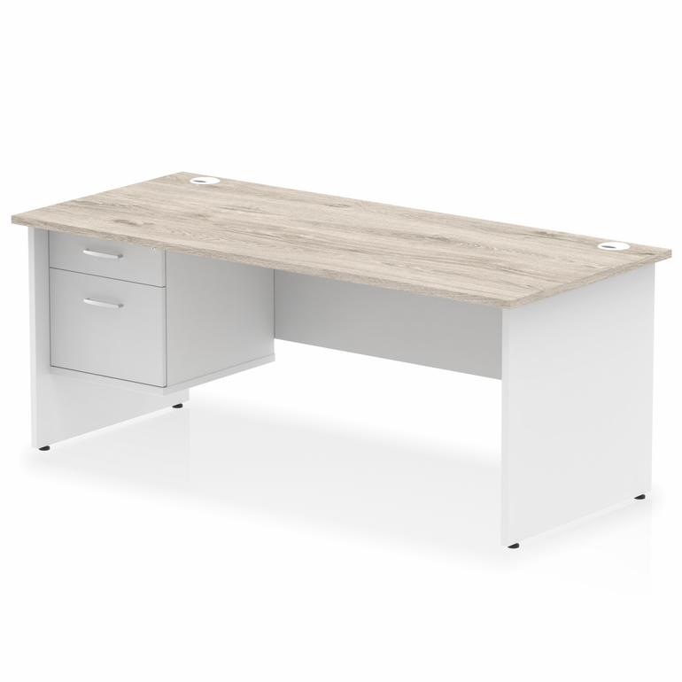 Impulse 1800mm Panel End Straigh Desk With Single Fixed Pedestal