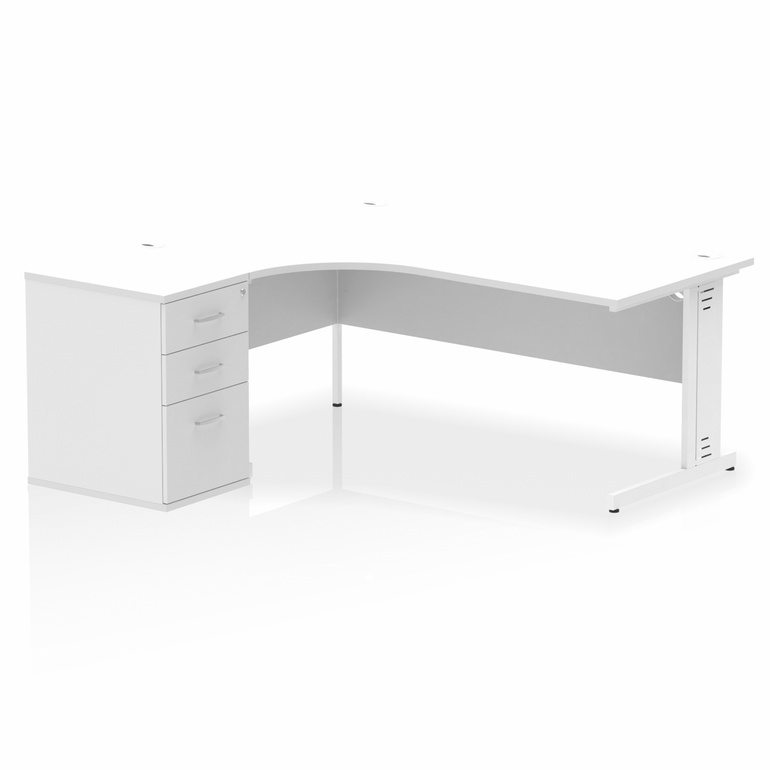 Impulse 1800mm Cable Managed Left Crescent Desk Workstation