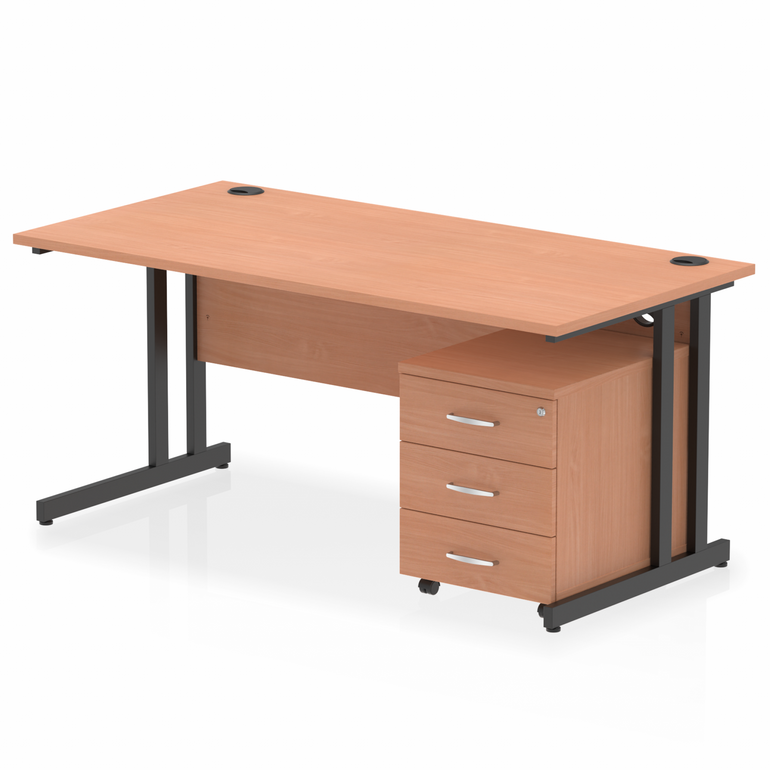 Impulse 1600mm Cantilever Straight Desk With Mobile Pedestal