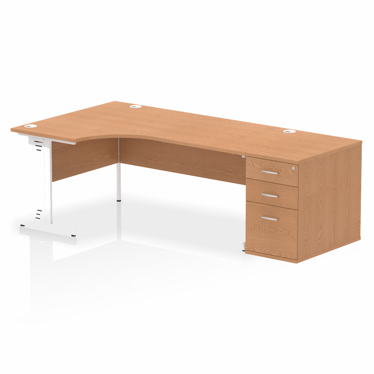 Impulse 1800mm Cable Managed Left Crescent Desk Workstation