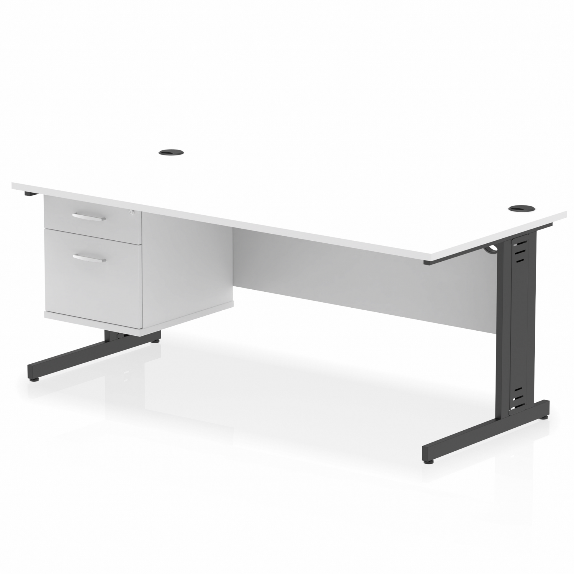 Impulse 1800mm Cable Managed Straight Desk With Single Fixed Pedestal