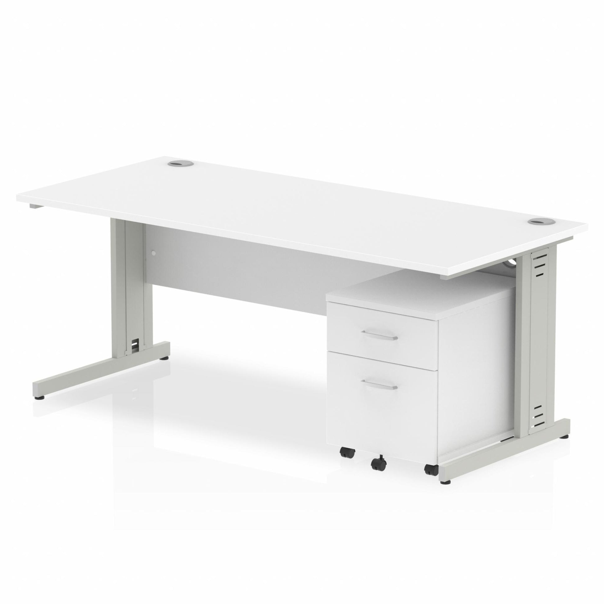 Impulse 1800mm Cable Managed Straight Desk With Mobile Pedestal