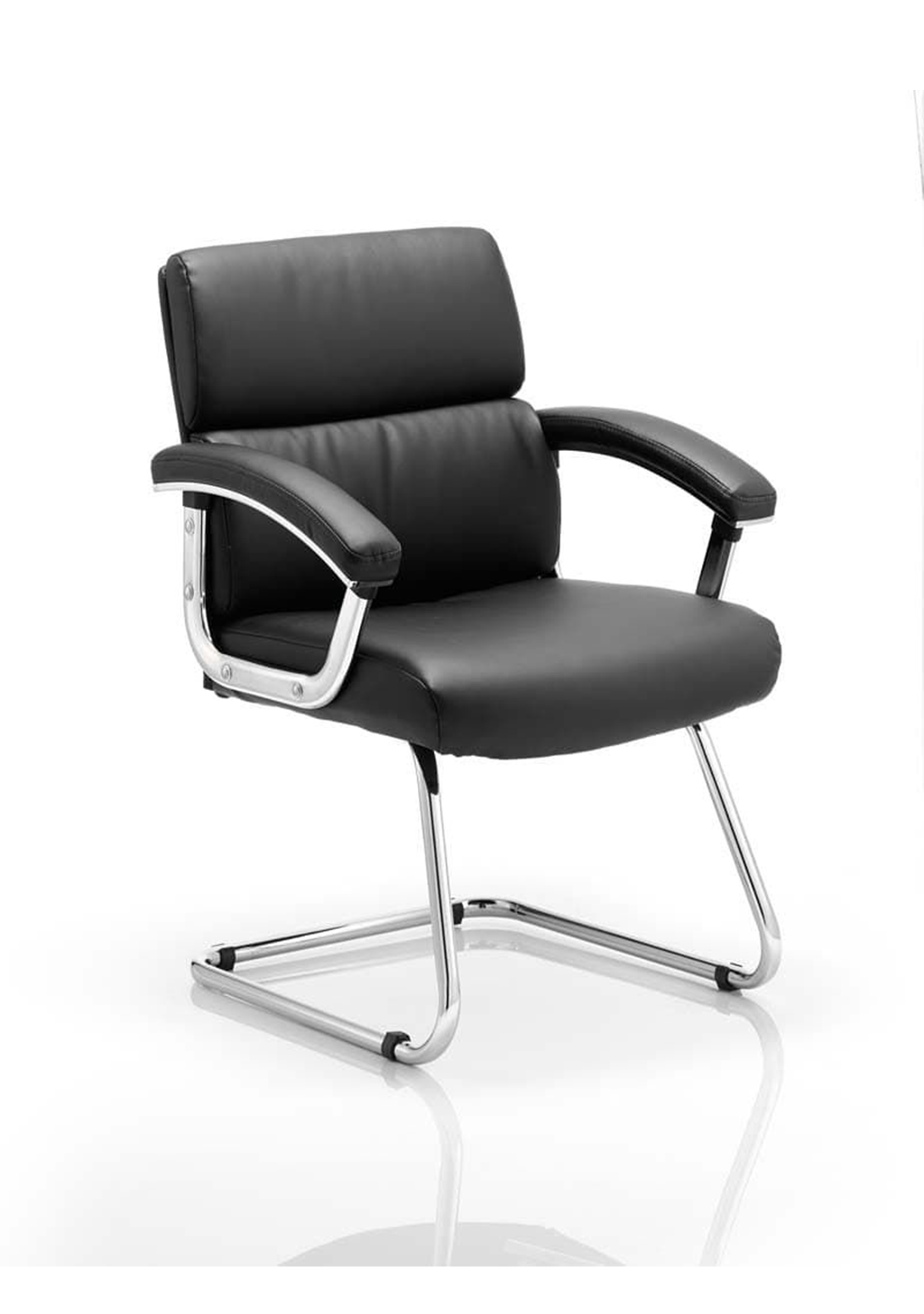 Desire Medium Back Leather Cantilever Visitor Chair with Arms