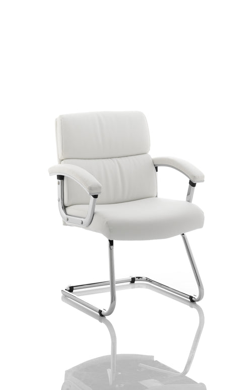 Desire Medium Back Leather Cantilever Visitor Chair with Arms
