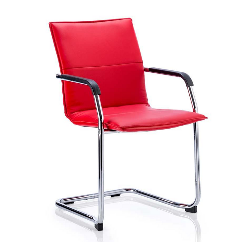 Echo Medium Back Leather Cantilever Visitor Chair with Arms