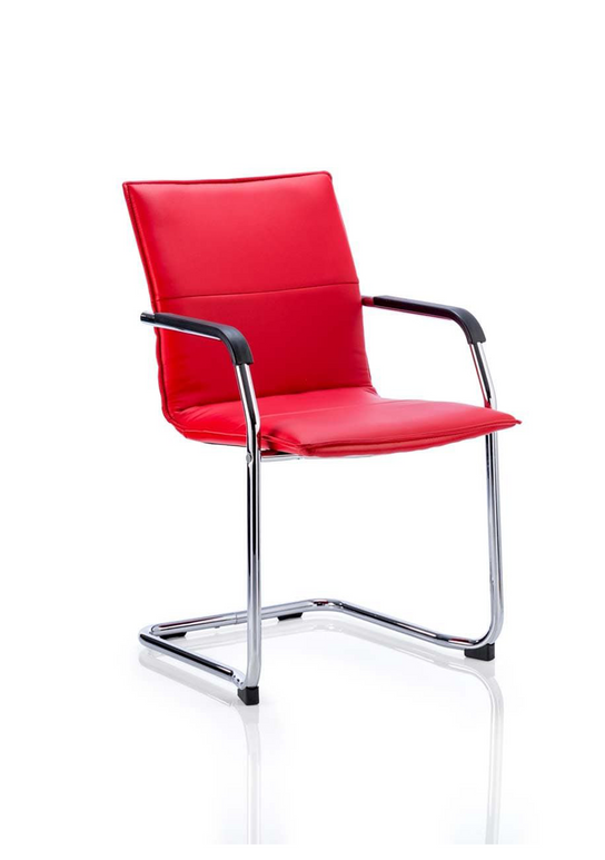 Echo Medium Back Leather Cantilever Visitor Chair with Arms