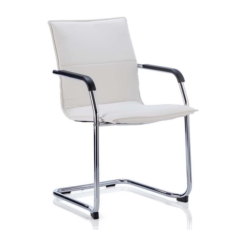 Echo Medium Back Leather Cantilever Visitor Chair with Arms