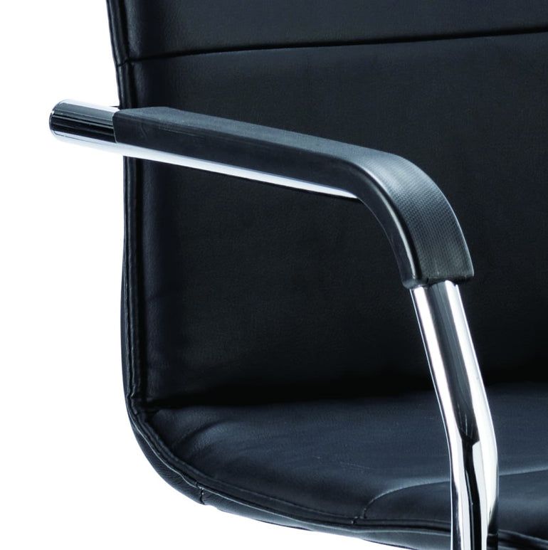Echo Medium Back Leather Cantilever Visitor Chair with Arms