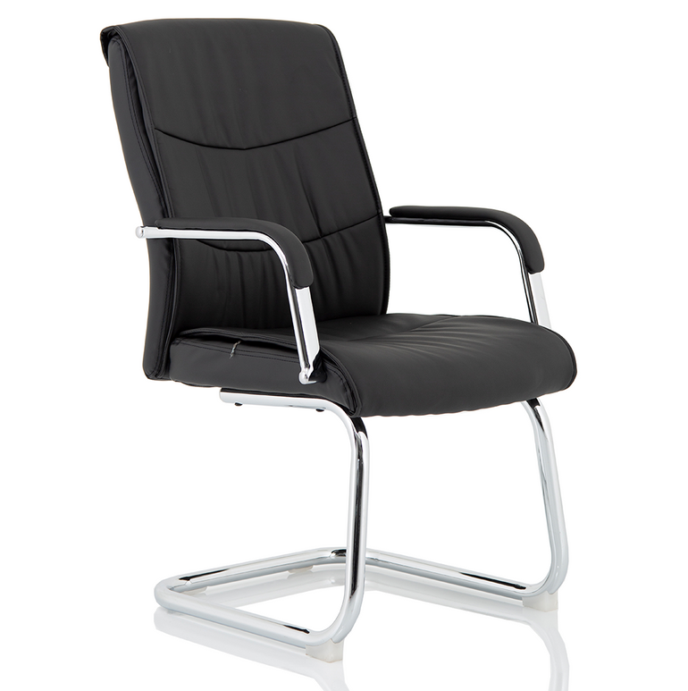 Carter Medium Back Black Leather Cantilever Visitor Office Chair with Arms