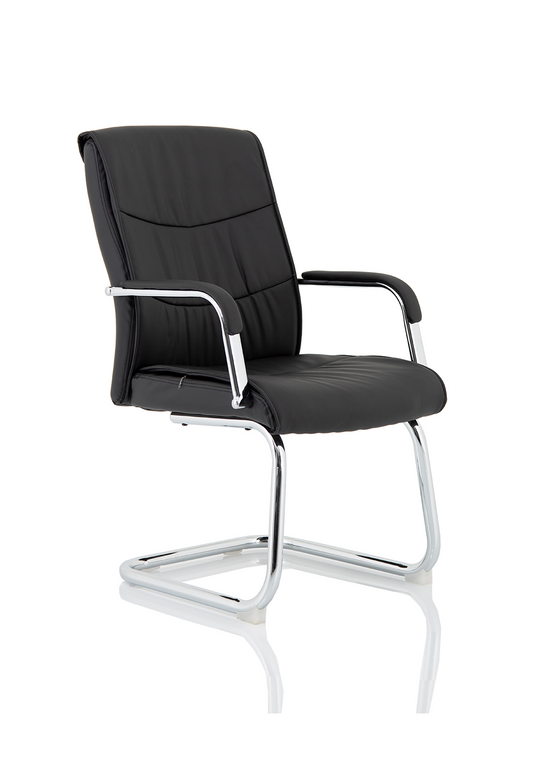 Carter Medium Back Black Leather Cantilever Visitor Office Chair with Arms