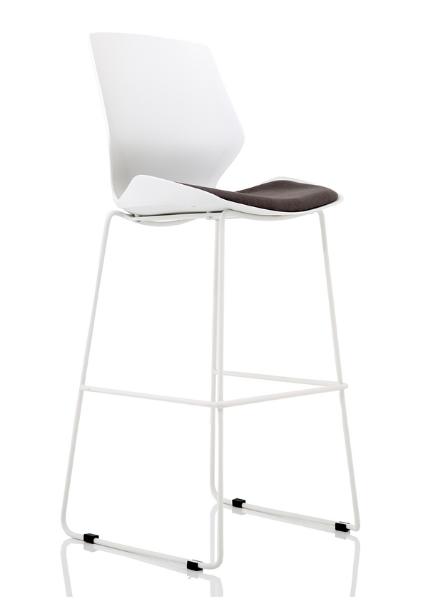 Florence White Frame Fabric Seat High Stool Chair