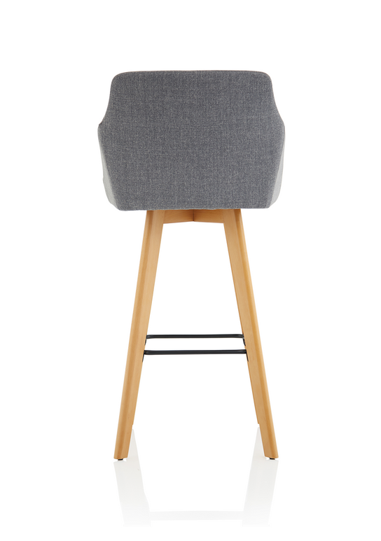 Carmen Grey Fabric Wooden Leg High Stool Chair