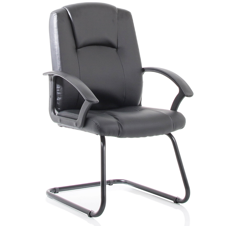 Bella Medium Back Black Bonded Leather Black Frame Cantilever Visitor Chair